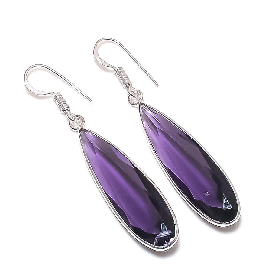 

Серьги из стерлингового серебра 925 пробы с натуральным аметистом 2,21 дюйма b3V26