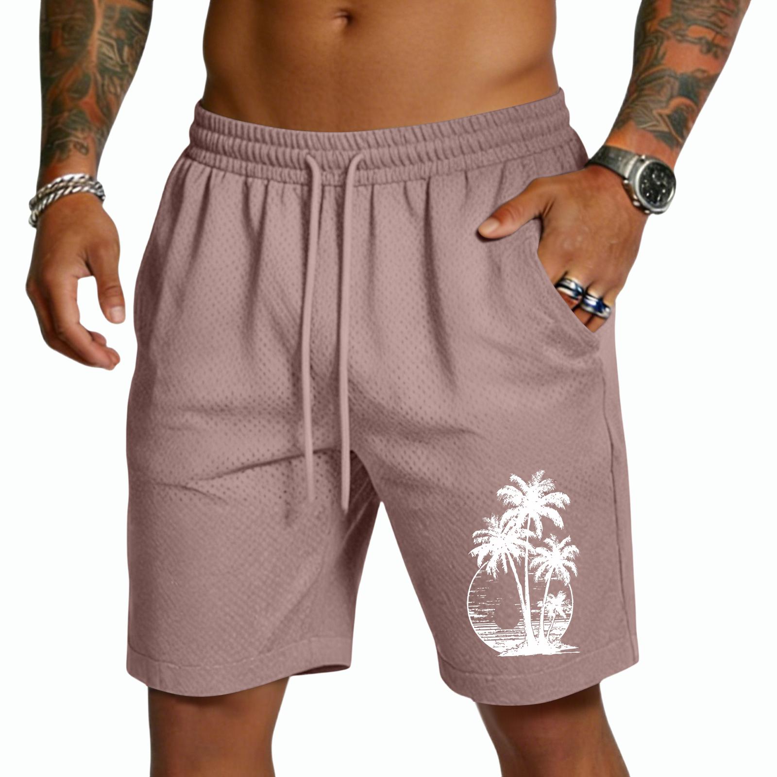 Heima B Heren Sweatshorts met Print Trekkoord Taille Casual Pasvorm Katoenen Shorts Heren Cargo Shorts voor Heren Shorts voor Heren M roze