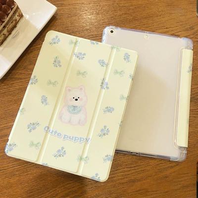 IPad 2021 9. nesil kılıfı Yüksek kaliteli çiçekli sevimli köpek desenli iPad akıllı kılıf iPad Air6 11 13 Air2024 Air4 Air5 10. 10.9 için kalem tutuculu