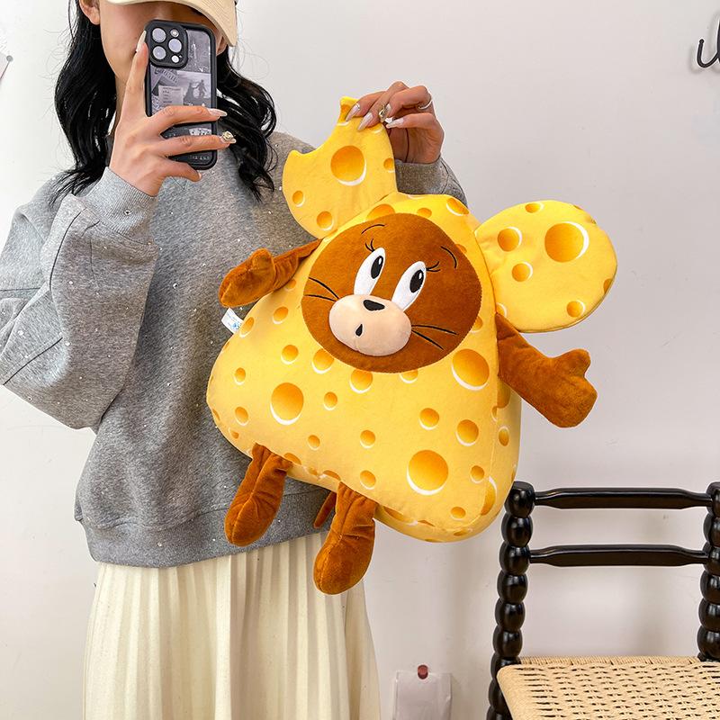 Cheese Cat and Mouse Pillow Doll Tom Cat Jerry Mouse Plush Toy Doll Children's Sleeping Pillow Gift