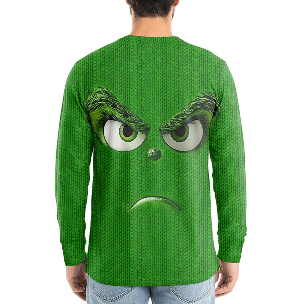 Men's Fashion Printed V-Neck Casual Long-Sleeved T-Shirt Bottoming Shirt Top