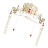 Elegant Chinese Red Bridal Phoenix Crown Headpiece with Unique Tassel Design for Weddings and Special Occasions