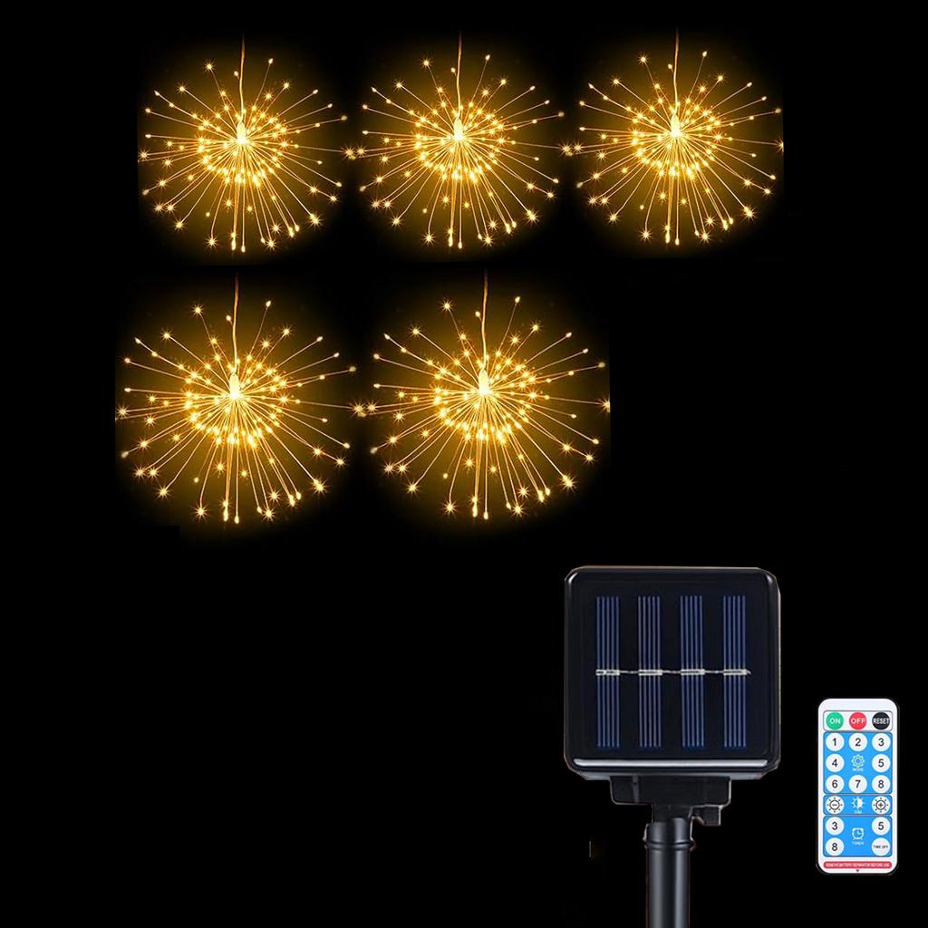 600/1200 LED Solar Firework Hanging Lights Outdoor Fairy Christmas Starburst Lights Waterproof Solar Copper Wire Garland Lights