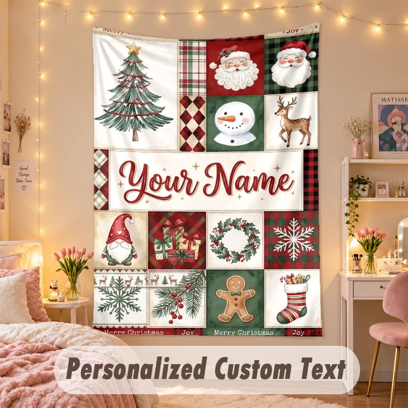 Wall Hanging TapestryChristmas Custom Name Print Art For Indoor Home Room Decoration Holiday Gift