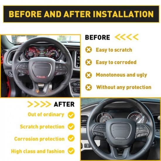 Kohlefaser-Lenkradabdeckung Dekorleiste für Dodge Challenger Charger 2015+