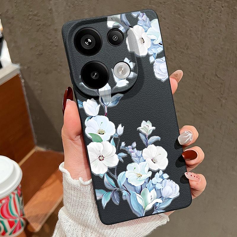 Wstrząsoodporne miękkie etui na telefon z kwiatowym nadrukiem dla Xiaomi 13T Pro Poco X7 X6 M6 Redmi 13C Note 14 13 Pro 12 11 Slim TPU Tekstura skóry Matowa osłona zderzaka