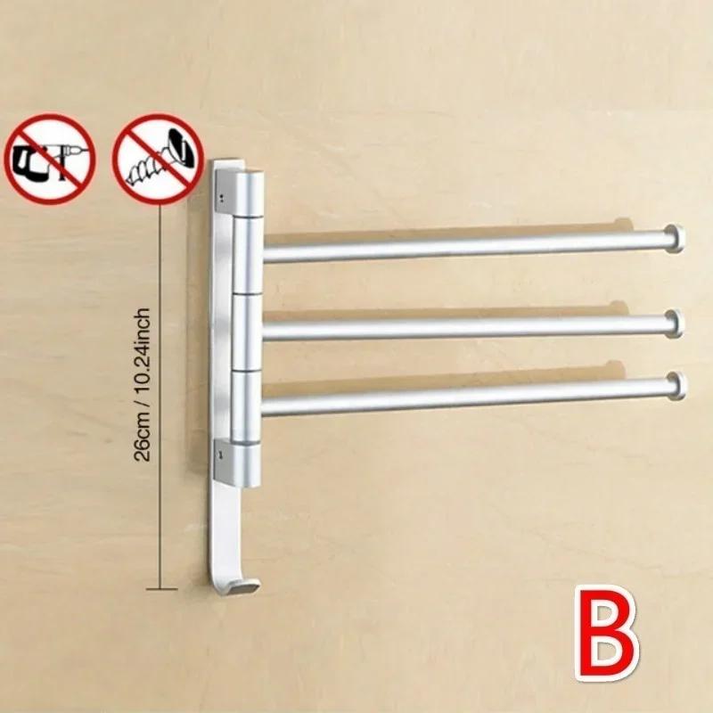 Bathroom Kitchen Wall-mounted Towel Polished Rack Holder Hardware Stainless Steel Punch Free Foldable Rotating Towels Racks