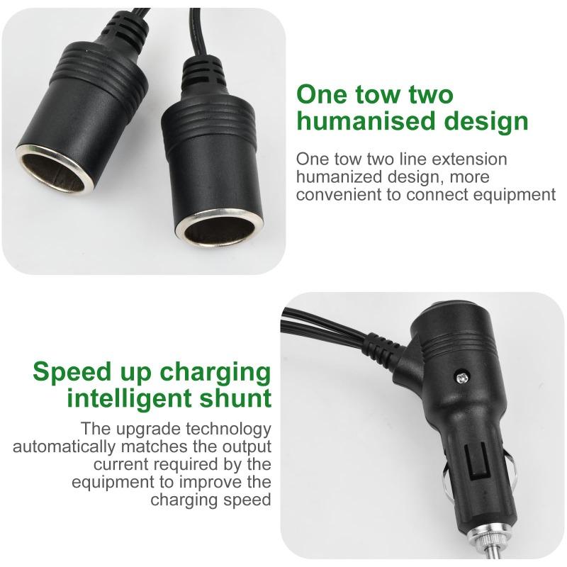 1pcs Universal Car Cigarette Lighter 12-24V Splitter Adapter 1 Male To 2 Female Sockets Y Splitter with On Off Switch 20cm New