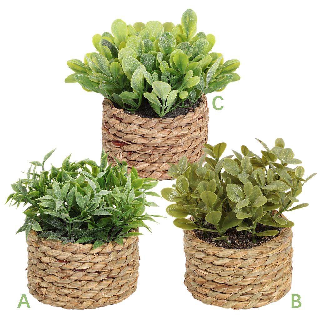 Green Artificial Plants Eucalyptus Grass Woven Small Potted Plants Grass Mound 11cm PE Material Home Decoration