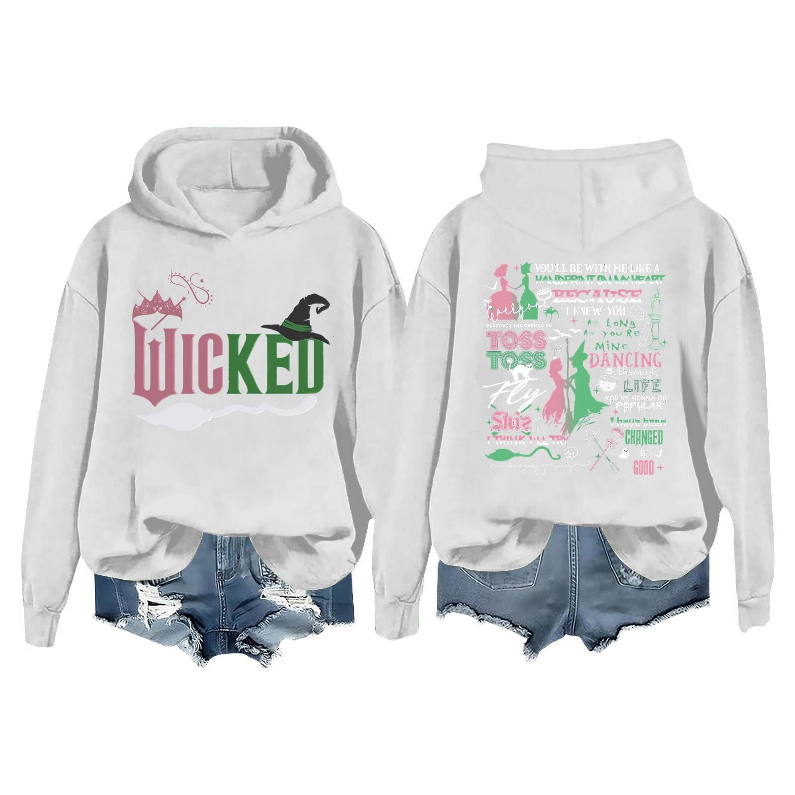 

Женская повседневная толстовка с длинным рукавом и принтом Bad Witch XL белый