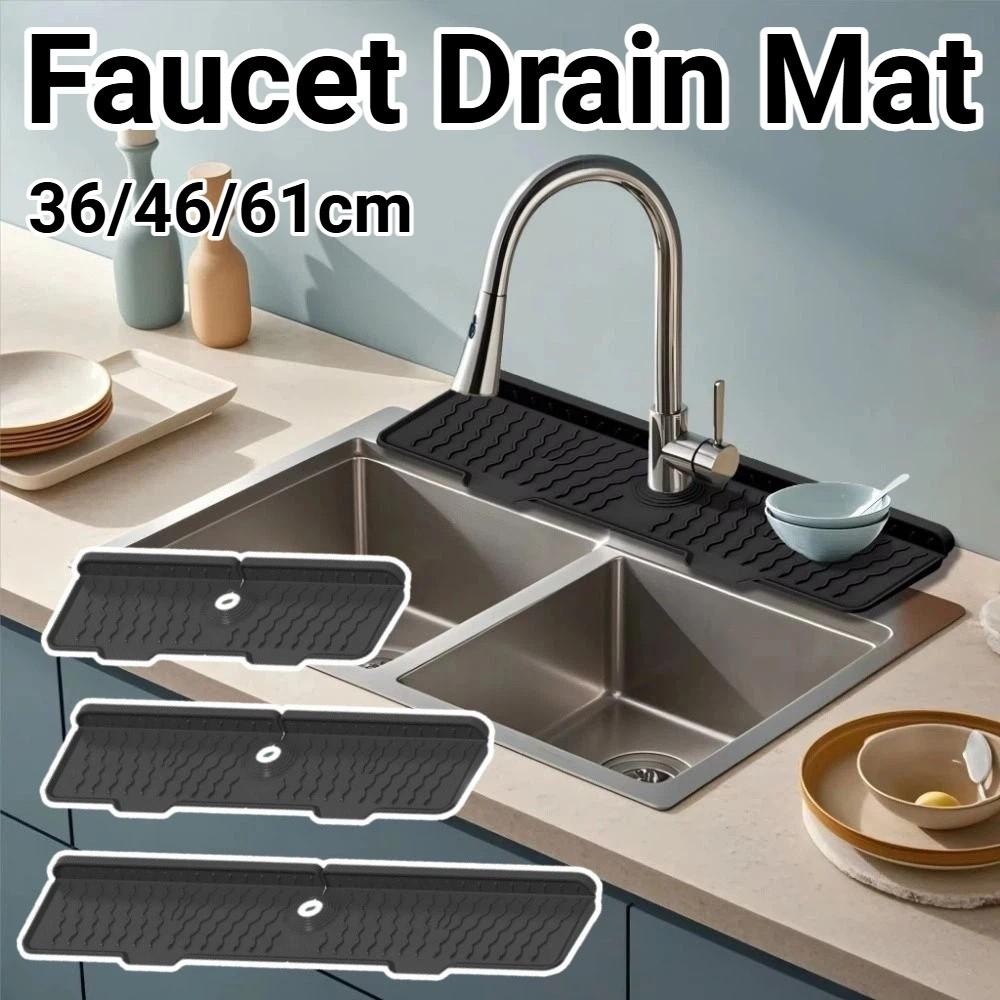 Non-Slip Sink Draining Pad S/M/L Water Drip Catcher Tray Silicone Faucet Mat  Dishwashing Area