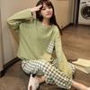 Women's Cute Simple Style Long Sleeve & Pants Imitation Cotton Pajama Set for Spring and Autumn