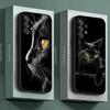 For Samsung Galaxy A56 Case A54 A52 A53 5G A36 A34 A35 A33 A32 A50 A72 A73 A26 A25 A16 Cute Black Cat Line Phone Case Soft Cover