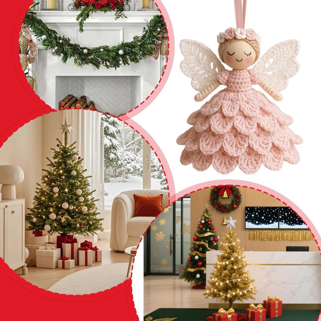 Crochet Kits For Adults Angel Ornament Handmade Christmas Tree Ornament Yarn Craft Set For Women Teens Kids Handicraft Lovers