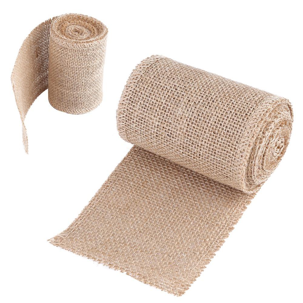 Webbing Yellow Burlap Roll Wired Edge 3Meter Hessian Roll Hessian Fabric Gift Wrapping