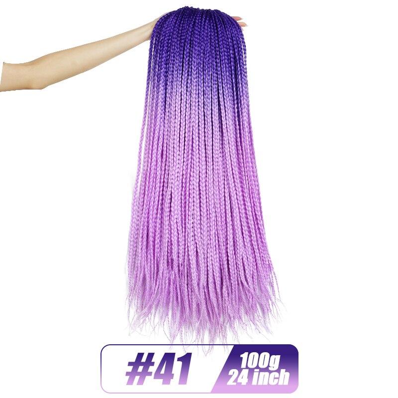 

24-дюймовая вязаная крючком коробка для волос, косы, плетение волос, предварительно растянутые синтетические волосы #41