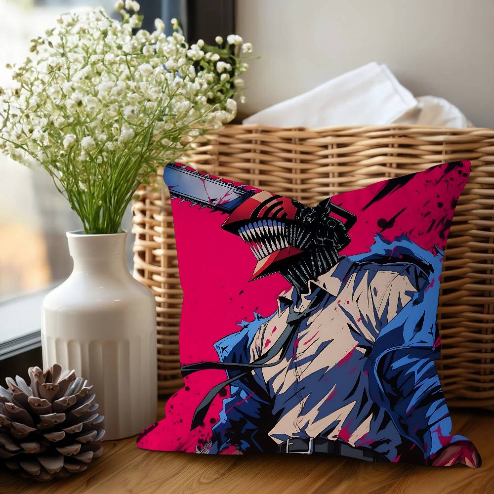 C-Chainsaw Man Anime Pillow Gift Home Office Decoration Pillow Bedroom Sofa Car Cushion CoverPillow Case