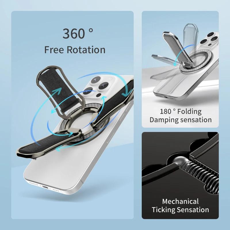 2025 New Strong Magnetic Phone Holder for Magsafe 360 Degree Rotation Double Magnet Finger Ring Stand for iPhone 14 15 16 Xiaomi