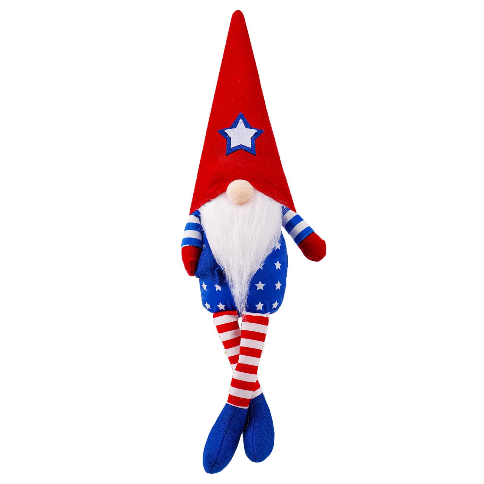 US Independence Day Faceless Gnome Figurine in Red and Blue Stripes