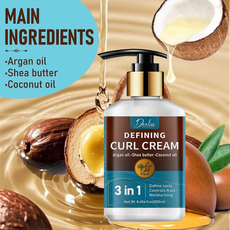 Locken Definierende Creme Feuchtigkeitsspendende Arganöl Haarmaske Locken Feuchtigkeitsspender für betontes welliges Haar und lockiges Haar, Glättende Lockencreme Entwirrt, Pflegt