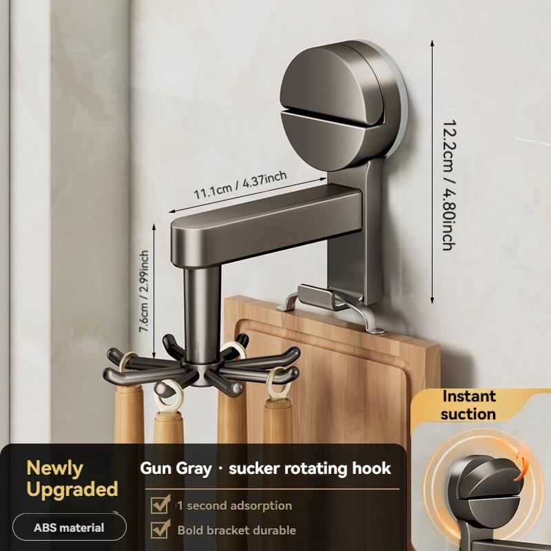 

Прочный Вращающийся Крючок на Присоске с 8 Крючками-Органайзер - Без Сверления, Поворотный на 360°, Крепление на Дверцу Шкафа или Стену