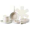 17 Piece Pots and Pans Set Granite Nonstick Kitchen Cookware White