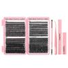 DIY False Eyelashes 32 Rows Eyelash Book 30p40p50p-640 Cluster Tool Set D Lash Book Pink Tool 640 Cluster Brush Tweezers Combination