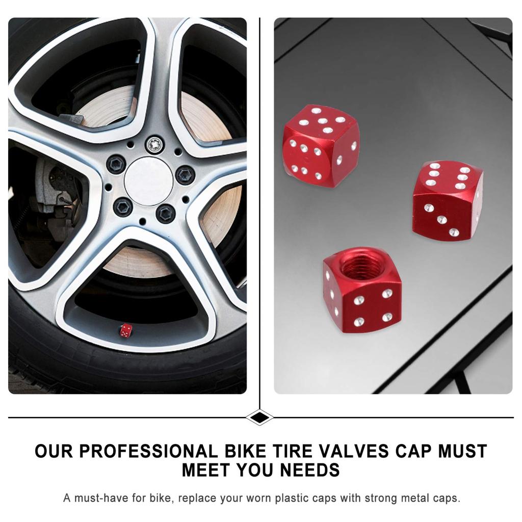 VORCOOL Air Valve Cap for Car, Aluminum Alloy, Red Dice, Tire Valve Cap, Motorcycle, Bicycle, Stylish, Set of 4
