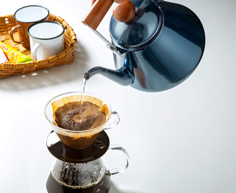 Takagi Metal Kaffeekanne Tropfkessel IH-kompatibel Emaille 1,7L Onyxblau ONB-1.7DKT