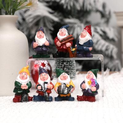 7 Peças Mini Gnomos Decoração de Jardim, Pequenas Estatuetas de Gnomos Acessórios para Jardim de Fadas, Estatuetas de Gnomos em Miniatura para Vasos de Plantas