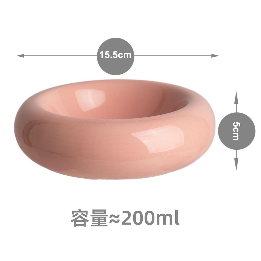 Ceramic Cat Food Bowl Whisker Fatigue Relief Cat Bowl Donut Shape Anti-Vomiting Protect Spine Perfect for Indoor Cats