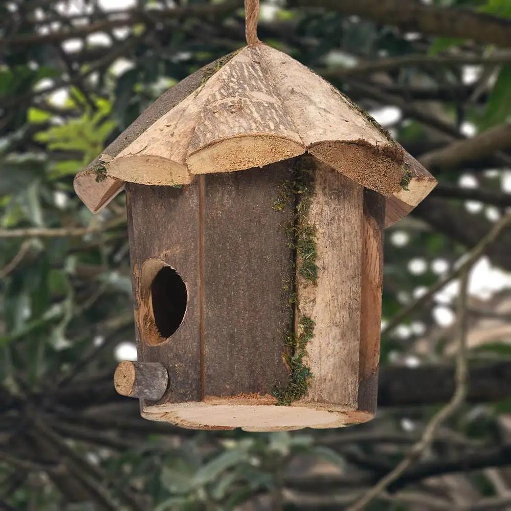 Gorgeous Rustic Wooden Birdhouse Perfect Fit for Outdoor Spaces 16x16cm