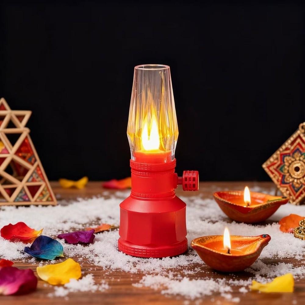 Vintage Battery Operated Electronic Lamp LED Light Clear Flameless Oil Lamp Flameless Candlestick Christmas Light