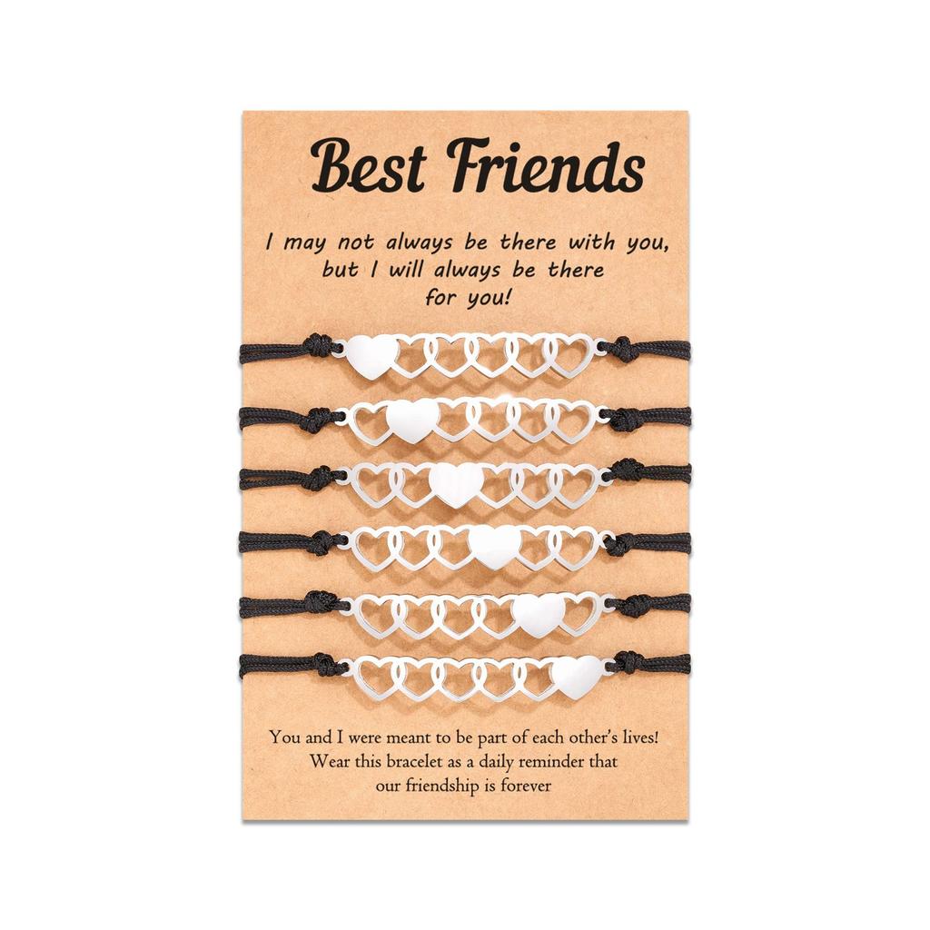 Stainless Steel Cut-out Bracelet Set Friend Friendship Bracelet Motivational Gift Hand-woven Triple Love Bracelet