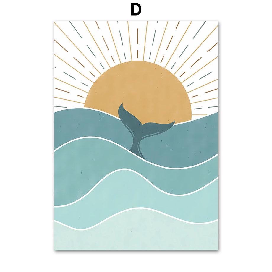 Abstract Minimalist Sea Beach Surfboard Mountain Posters And Prints Wall Art Canvas Painting Wall Pictures For Living Room Decor