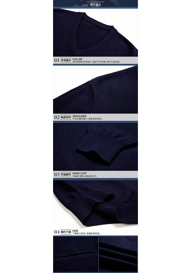 Men's V-Neck Winter Knit Sweater - Middle-Aged Thick & Warm Pullover