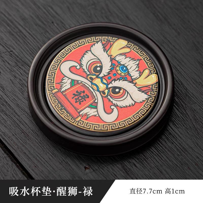 

Phenolic Absorbent Coasters with Storage Holder Creative Tea Cup Mats Heat Resistant Coffee Tea Accessories for Home Office Diameter 7.9cm 1pc