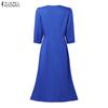 ZANZEA Women Casual Round Neck Summer 3/4 Sleeve Elegant Dress