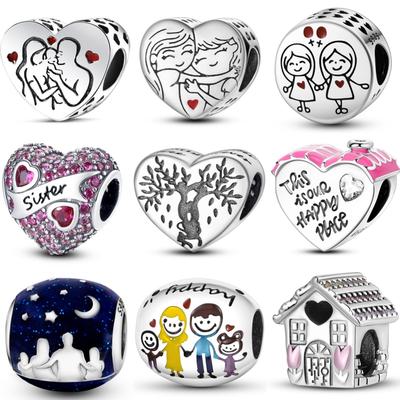 Copper Family And Friend Relationships Series Charms Beads Fit Original Fine Bracelets Diy Jewelry Gifts