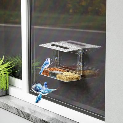 Fenster Vogelfutterspender mit Saugnäpfen Klarer Wildvogelfutterspender mit Abnehmbaren Samen Wasser
