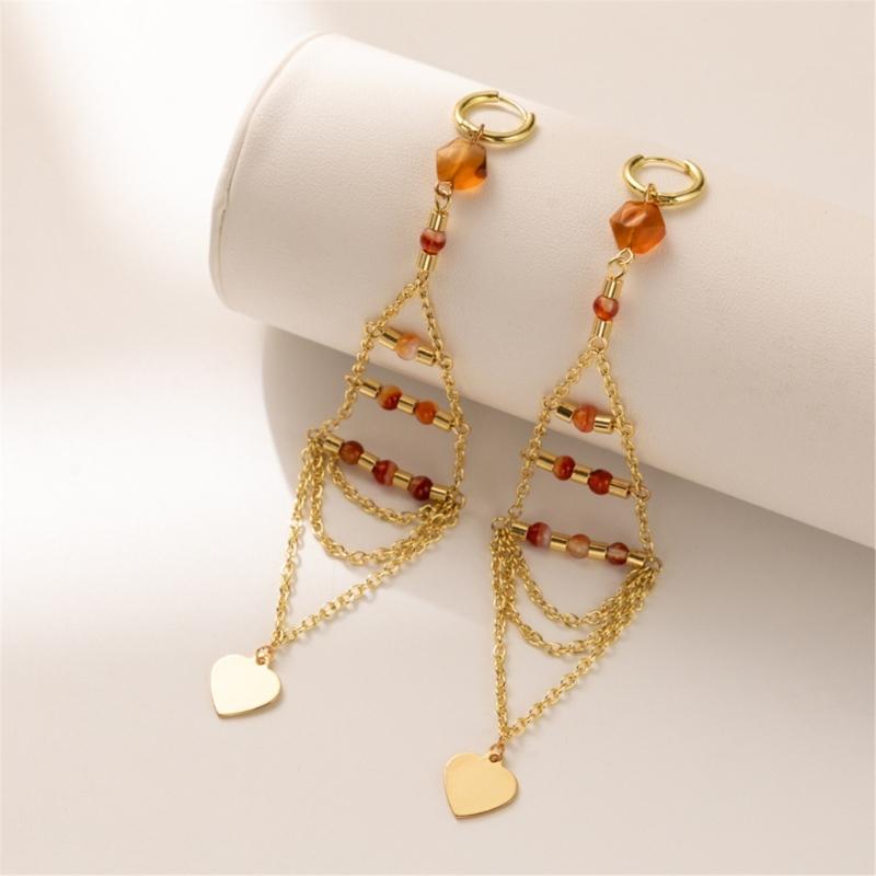 Delicate Natural Stone Dangle Earrings Adornment Chic Ear Drop Pendant Accessories Fringe Ear Hooks for Daily Wear Dates