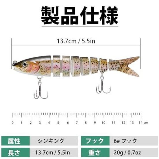 TRUSCEND Swim Max Fishing Lure BKK Hooks Easy Catch WigglingVibrationRattle SoundGurgling Sound Made High-Strength Dyneema Fiber Suitable Various Fish