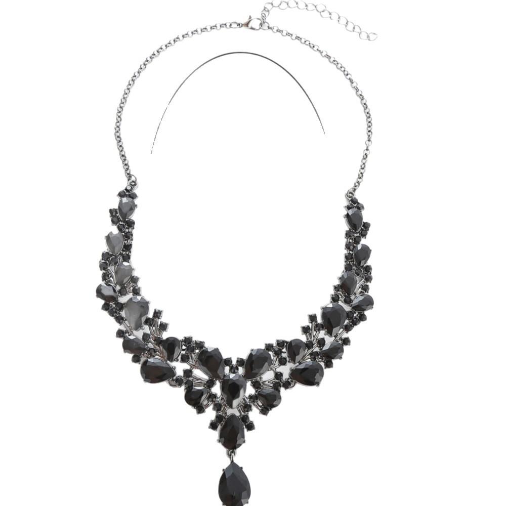 European and American cross-border Amazon bridal rhinestone necklace earrings set luxury fashion women's party and banquet accessories