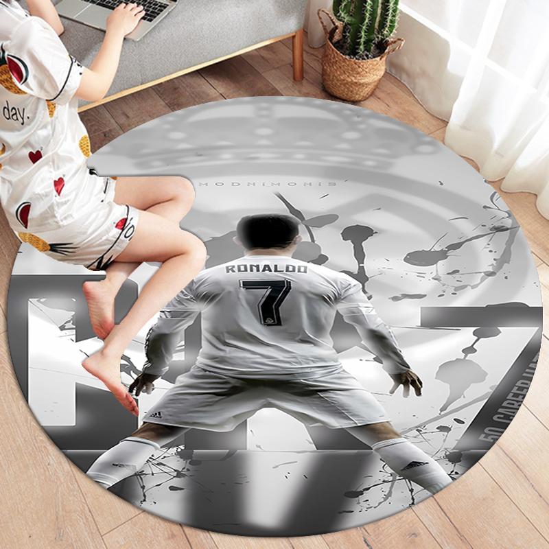 Ronaldo Round Area Rug,Carpet Rug for Living Room Bedroom Sofa Playroom Decor,Non-slip Floor Mat