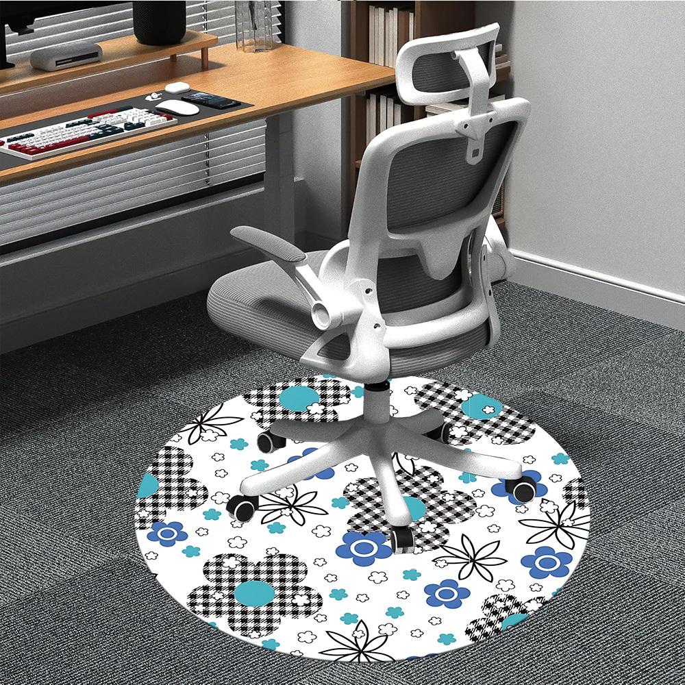 1 Stück Stuhlteppich mit Blumenmuster für das Büro, Innenbereich, rutschfest, waschbar, Polyesterfaser, Teppich für das Büro, maschinenwaschbar