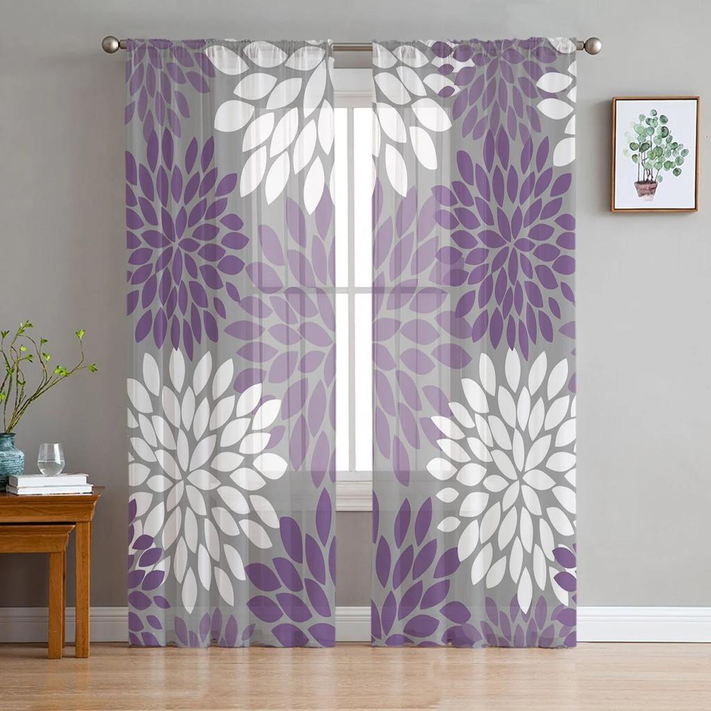 Perdele din tul cu flori galbene de culoare vintage Dahlia pentru sufragerie perdele transparente pentru dormitor perdea fereastră de bucătărie