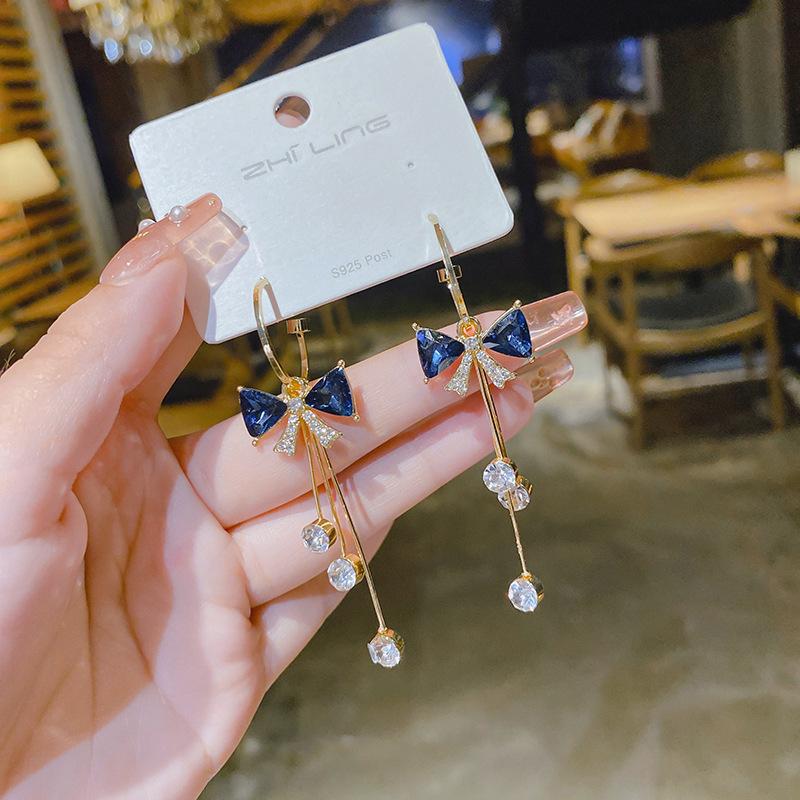 Premium Design Niche Temperament Stud Earrings Women's Blue Earrings 925 Silver Exquisite Light Luxury Versatile Earrings