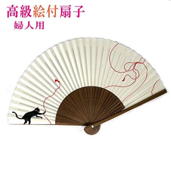 Kimono Bemalt Faltbar Hergestellt in Karaki Mittelgroß Perlglänzend Katze Duftend [Stilvoll Iroha] Hochwertiger Fächer, Japan, Holz, Schnitzerei, Design,