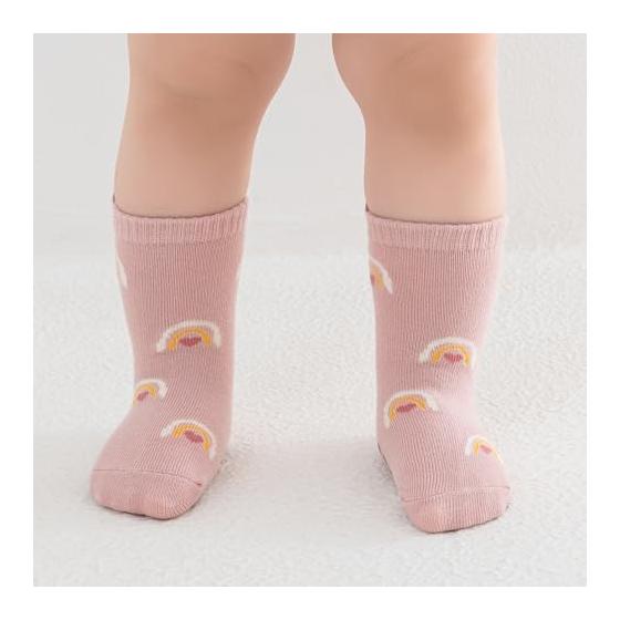 [HAYAHARU] Cute Baby Socks, Baby Socks, Children, Crew Length, Anti-Slip, For Boys, Girls, Going To Kindergarten or School, Antibacterial Cotton,