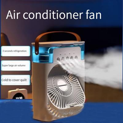 5-hole Colorful Light Humidifier Spray Fan Mini Portable Dormitory Desktop Silent Air Cooler Household Student Bedroom Gift